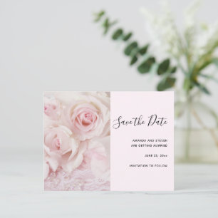 Antike rosa Rosen & elegante Spitze - Rettet das D Einladungspostkarte