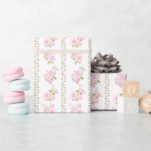 Antike rosa Rosen Geschenkpapier (Babyparty)