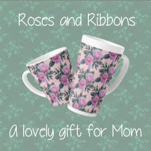 Antike rosa Rosen Lavendel Bänder Milchtasse