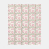 Antike rosa Rosen Patchwork Fleecedecke (Vorderseite)