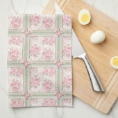 Antike rosa Rosen Patchwork Geschirrtuch (Viertel Falte)