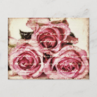 Antike rosa Rosen Postkarte