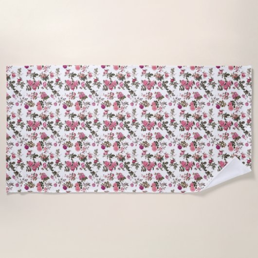 Antike rosa Rosen Strandtuch (Vorderseite)