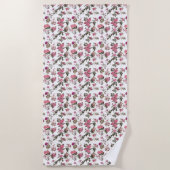 Antike rosa Rosen Strandtuch (Vorderseite)