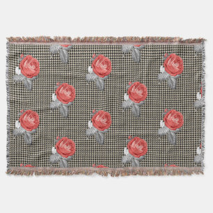Antike rosa Rosen und Hahnenkamm-Muster Decke