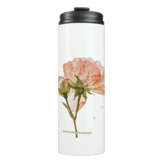 Antike rosa Rosenknospe botanische kleine Keramikt Thermosbecher