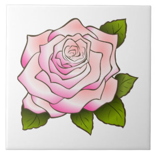 Antike rosa Rosenzeichnung Keramikfliese