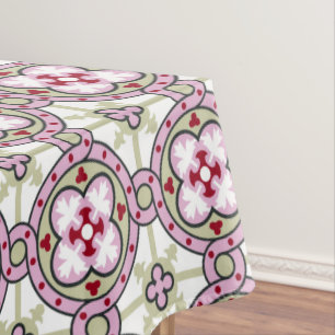 Antike rosa rote Barcelona-Fliese Blumenband Tischdecke