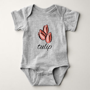antike rosa Tulpenblume cooles florales Geschenk Baby Strampler