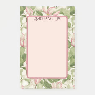 Antike rosa und weiße Magnolien-Einkaufsliste Post-it Klebezettel