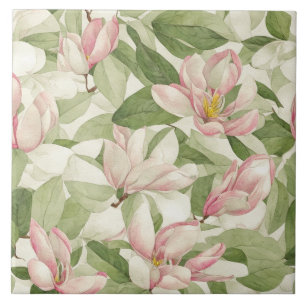 Antike rosa und weiße Magnolien Fliese