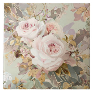 Antike rosa/weiße Rosen Fliese