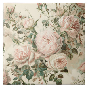 Antike rosa/weiße Rosen Fliese