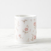 Antike rosafarbene Rosen-Blumenmuster-Kaffeetasse Verwandlungstasse (Mittel)