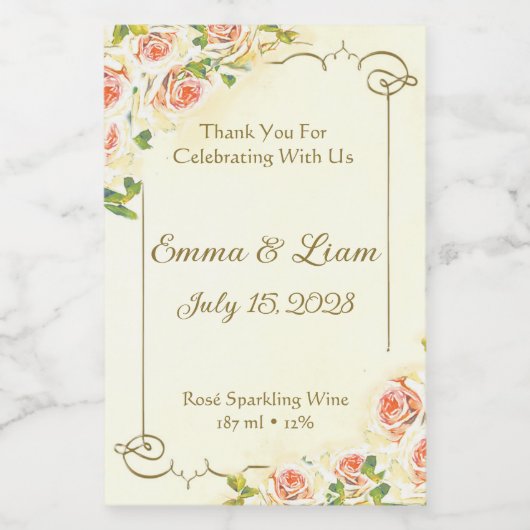 Antike Rose 2 x 3 Mini Weinkarte Weinetikett (Einzelnes Label)