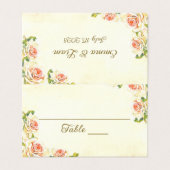 Antike Rose 3.5" x 2" Klappende Platzkarte (Außenseite Aufgefaltet)