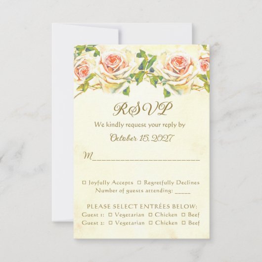 Antike Rose 3.5 x 5 RSVP Karte flach (Vorderseite)