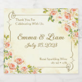 Antike Rose 4 x 3,5 Weinkeller Schaumweinetikett (Einzelnes Label)