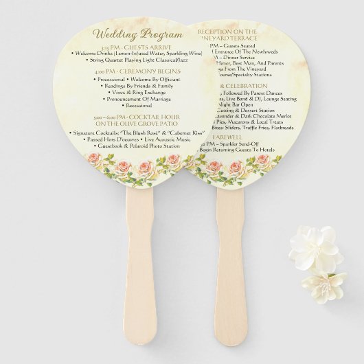 Antike Rose 4 x 6 Programmlüfter Fächer (Vorne und Hinten)