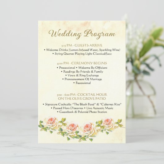 Antike Rose 5 x 7 Hochzeitswohnung Programm (Stehend Vorderseite)