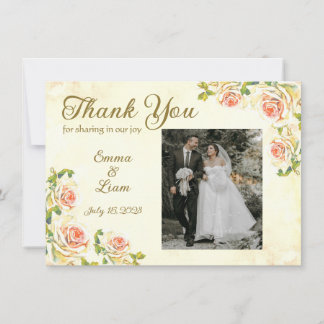 Antike Rose 6.25 x 4.5 Wohnung Dankeschön Karte