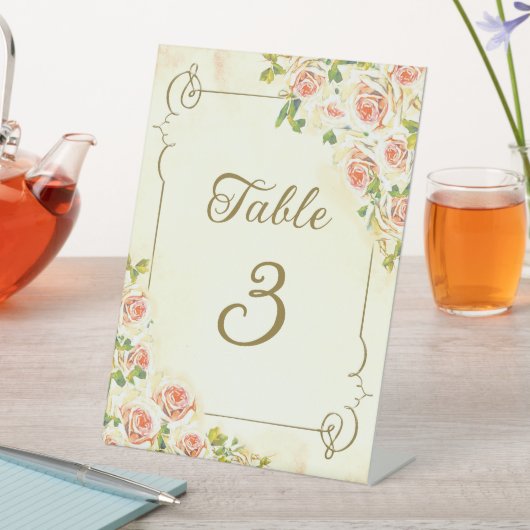 Antike Rose 6 x 8 Tischnummern Pedestelle Zeichen Sockelschild (In Situ)