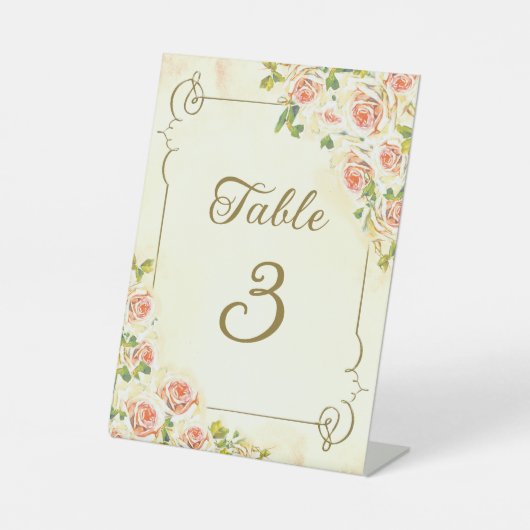 Antike Rose 6 x 8 Tischnummern Pedestelle Zeichen Sockelschild (Vorderseite)