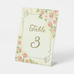 Antike Rose 6 x 8 Tischnummern-Podest-Schild Sockelschild