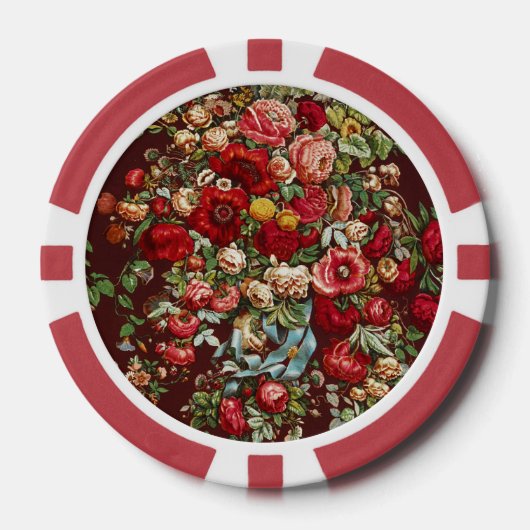 Antike Rose Blume Vintager Garten Klassisches Desi Pokerchips (Vorderseite)