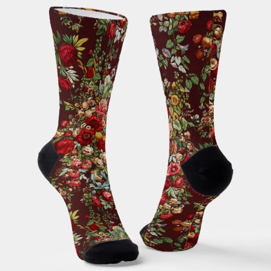 Antike Rose Blume Vintager Garten Klassisches Desi Socken (Gewinkelt)