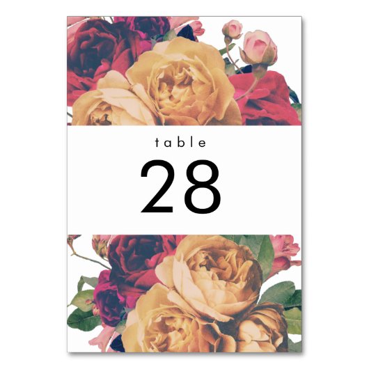 Antike Rose Botanische Fete Hochzeit Tischnummern (Vorderseite)