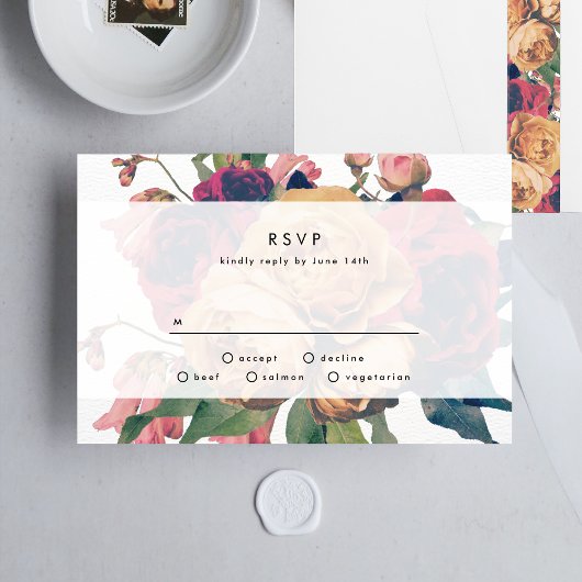 Antike Rose Botanische Fete Wedding RSVP Card
