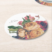 Antike Rose Botanischer Fete Hochzeitstisch Unters Runder Pappuntersetzer (Angewinkelt)
