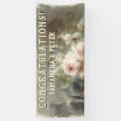 Antike Rose Elegant Weich rosa Wasserfarben Banner (Vertikal)