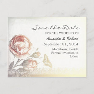 antike Rose elegante "Save the Date"-Postkarten Ankündigungspostkarte
