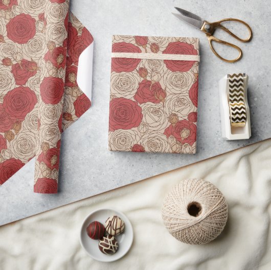 Antike Rose Geschenkpapier (Kunsthandwerk)