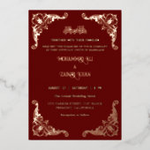 Antike Rose Gold Frame Islamische Hochzeit Folieneinladung (Vorderseite)
