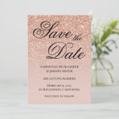 Antike Rose Gold Glitzer Farbe Save The Date (Stehend Vorderseite)