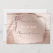 Antike Rose Gold Nautische Save the Date Karte (Vorderseite)