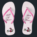 Antike Rose Hochzeiten Trauzeugin Flip Flops Badesandalen<br><div class="desc">Die antiken Rose sind das Thema dieser eleganten floralen Trauzeugin Flip Flops mit einem exquisiten Bouquet von altmodischen Rose Blume in Rot,  Rosa und Weiß. Anpassen des Textes für Ihren besondere Anlass.</div>