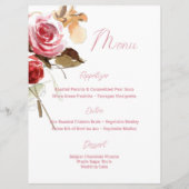 Antike Rose Hochzeitsempfang in Aquarell Rosa Menükarte (Rückseite)
