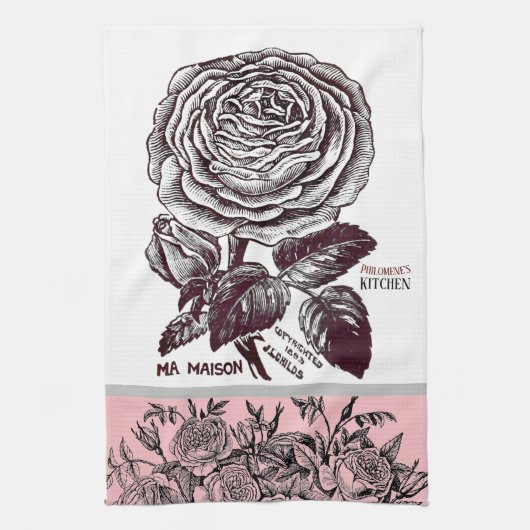 Antike Rose - Ihre Textauswahl Rosa Geschirrtuch (Vertikal)