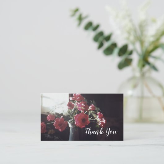 Antike Rose in Vase Floral Vielen Dank Rose Visitenkarte (Stehend Vorderseite)