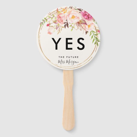 Antike Rose Ja zum Kleid Ja keine Zeichen Fächer (Vorderseite)