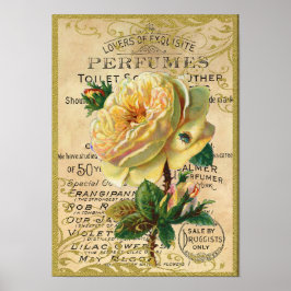 Antike Rose Parfüm Schmetterlinge Poster
