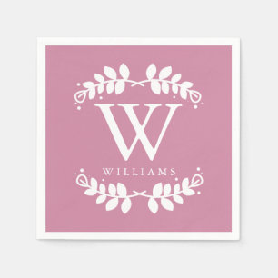 Antike Rose Rosa Monogramm Serviette