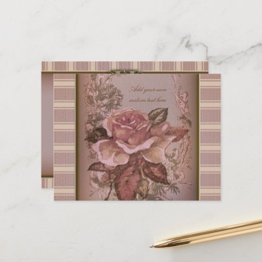 Antike Rose (rosa) Personalisiert Postkarte (Vorderseite/Rückseite Beispiel)
