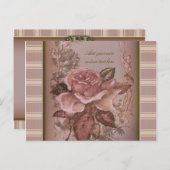 Antike Rose (rosa) Personalisiert Postkarte (Vorne/Hinten)