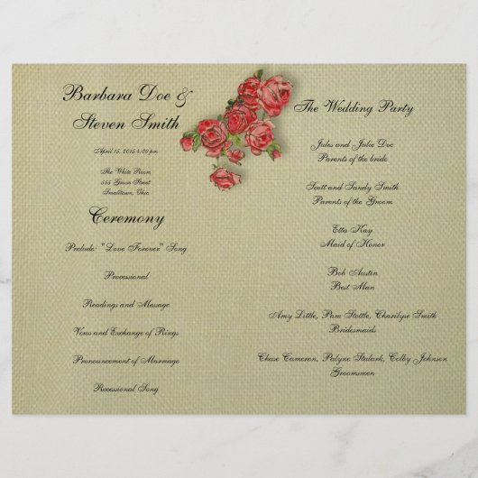 Antike Rose Rustikale rote Viktorianische Burlap (Rückseite)