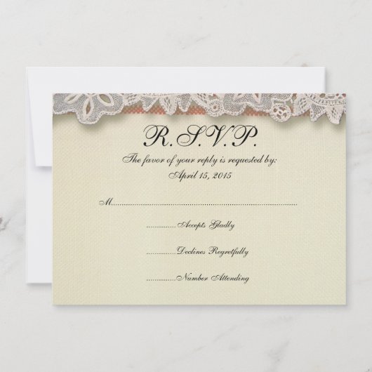 Antike Rose Rustikale rote Viktorianische Burlap Einladung (Rückseite)